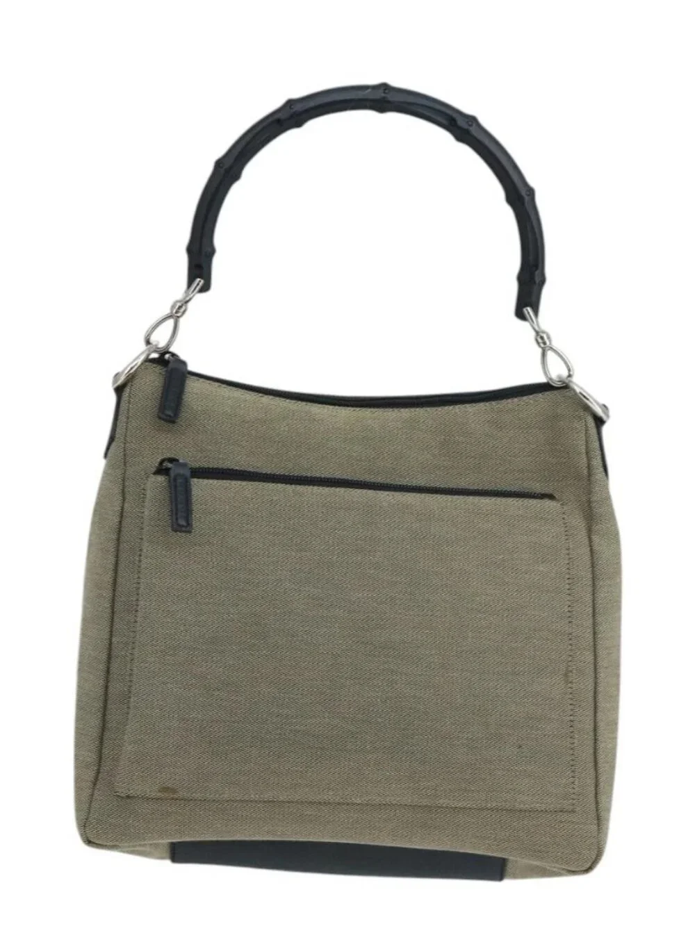 GUCCI Bamboo Hand Bag Outlet Canvas Beige 35692 Auth ep6849